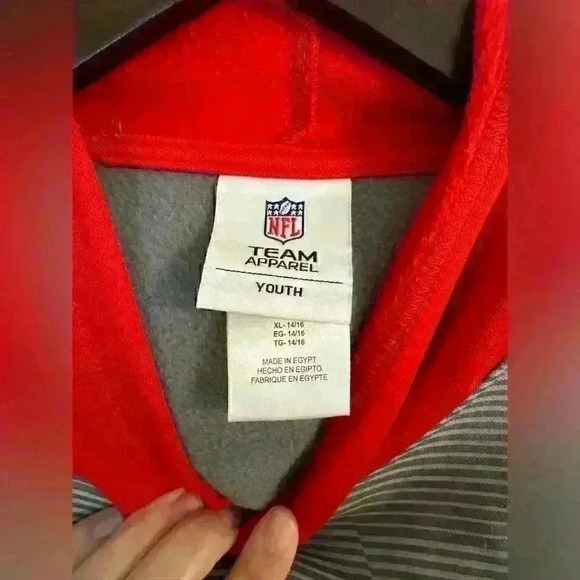 Kansas City Chiefs NFL  hooded sweatshirt youth size XL grey red - Picture 2 of 4